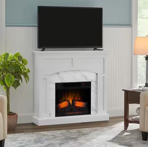 Fallston 45 in. W Wall Mantel Infrared Electric Fireplace in White