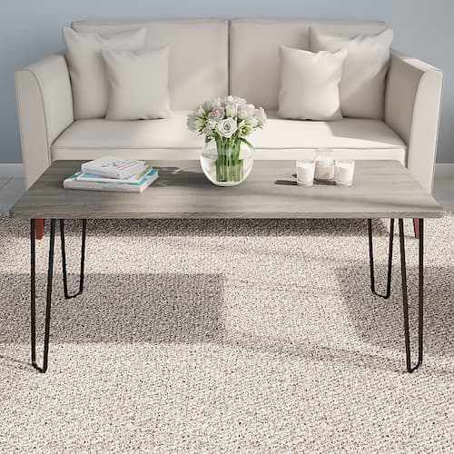 Hastings Home Gray Wood Modern Coffee Table