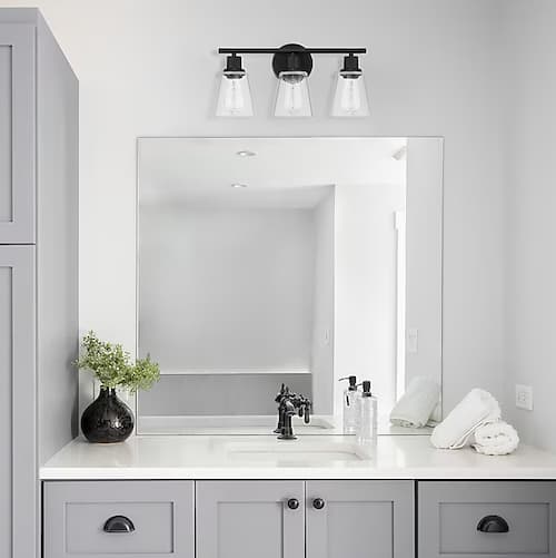 Project Source Reno 18-in 3-Light Matte Black Led, Transitional Vanity Light