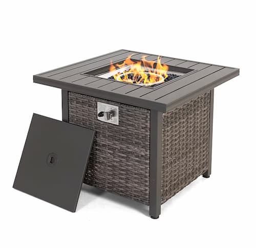 Square Tabletop Propane Gas Fire Pit Table