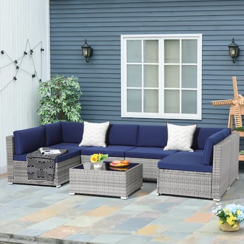 Wicker 7-Piece Sectional Patio Set